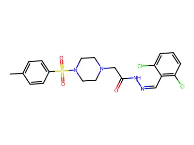 N-[(E)-(2,6-dichlorophenyl)methylideneamino]-2-[4-(4-methylphenyl)sulfonylpiperazin-1-yl]acetamide structure