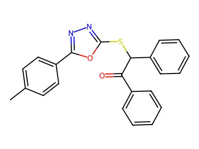 2-{[5-(4-Methylphenyl)-1,3,4-oxadiazol-2-yl]sulfanyl}-1,2-diphenylethanone structure