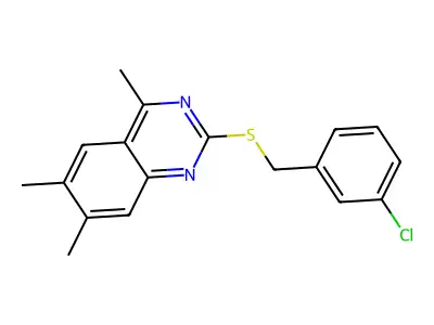 2-[(3-Chlorobenzyl)sulfanyl]-4,6,7-trimethylquinazoline structure