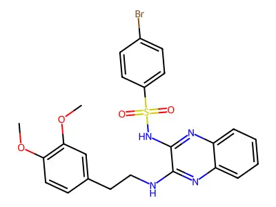 4-bromo-N-(3-{[2-(3,4-dimethoxyphenyl)ethyl]amino}quinoxalin-2-yl)benzene-1-sulfonamide structure