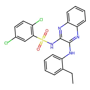 2,5-dichloro-N-{3-[(2-ethylphenyl)amino]quinoxalin-2-yl}benzenesulfonamide structure