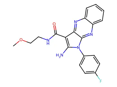 2-amino-1-(4-fluorophenyl)-N-(2-methoxyethyl)-1H-pyrrolo[2,3-b]quinoxaline-3-carboxamide structure