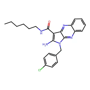 2-amino-1-(4-chlorobenzyl)-N-hexyl-1H-pyrrolo[2,3-b]quinoxaline-3-carboxamide structure