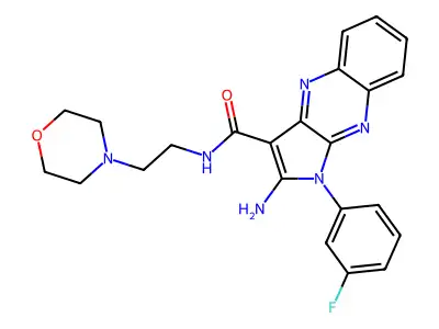 2-amino-1-(3-fluorophenyl)-N-[2-(morpholin-4-yl)ethyl]-1H-pyrrolo[2,3-b]quinoxaline-3-carboxamide structure