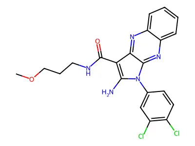 2-amino-1-(3,4-dichlorophenyl)-N-(3-methoxypropyl)-1H-pyrrolo[2,3-b]quinoxaline-3-carboxamide structure
