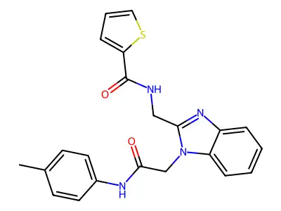 N-[(1-{[(4-methylphenyl)carbamoyl]methyl}-1H-1,3-benzodiazol-2-yl)methyl]thiophene-2-carboxamide structure