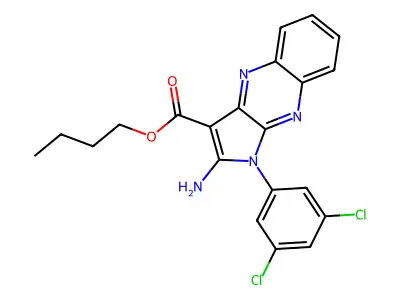 Butyl 2-amino-1-(3,5-dichlorophenyl)-1H-pyrrolo(2,3-B)quinoxaline-3-carboxylate structure