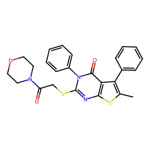 6-methyl-2-{[2-(morpholin-4-yl)-2-oxoethyl]sulfanyl}-3,5-diphenylthieno[2,3-d]pyrimidin-4(3H)-one structure