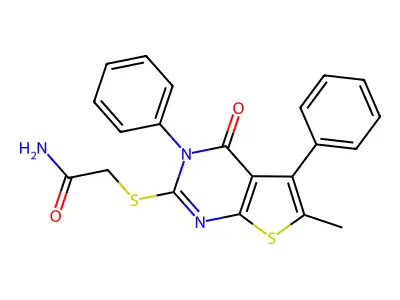 2-({6-methyl-4-oxo-3,5-diphenyl-3H,4H-thieno[2,3-d]pyrimidin-2-yl}sulfanyl)acetamide structure