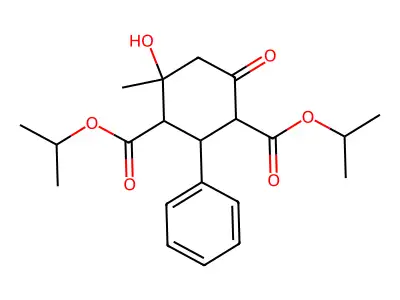 Dipropan-2-yl 4-hydroxy-4-methyl-6-oxo-2-phenylcyclohexane-1,3-dicarboxylate structure