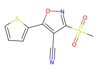 3-(Methylsulfonyl)-5-(2-thienyl)isoxazole-4-carbonitrile structure