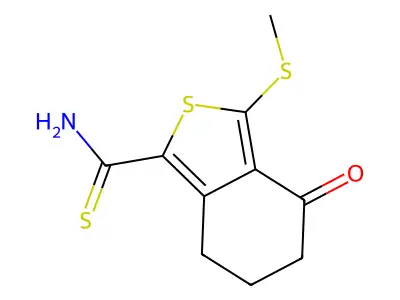 3-(Methylthio)-4-oxo-4,5,6,7-tetrahydro-2-benzothiophene-1-carbothioamide structure