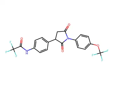 N-[4-[2,5-dioxo-1-[4-(trifluoromethoxy)phenyl]pyrrolidin-3-yl]phenyl]-2,2,2-trifluoroacetamide structure
