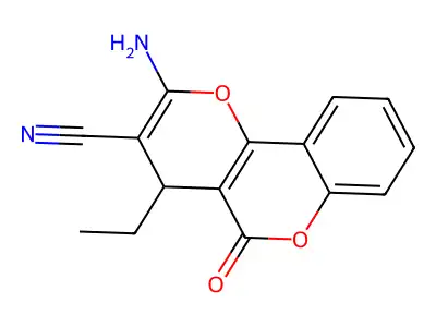 2-amino-4-ethyl-5-oxo-4H,5H-pyrano[3,2-c]chromene-3-carbonitrile structure