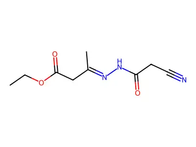 Ethyl 3-[(2-cyanoacetyl)hydrazinylidene]butanoate structure