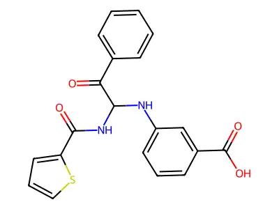 3-({2-Oxo-2-phenyl-1-[(2-thienylcarbonyl)amino]ethyl}amino)benzoic acid structure
