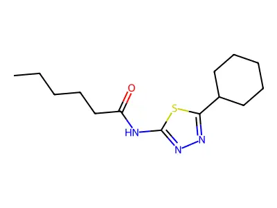 N-(5-cyclohexyl-1,3,4-thiadiazol-2-yl)hexanamide structure