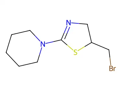 1-[5-(Bromomethyl)-4,5-dihydro-1,3-thiazol-2-yl]piperidine structure