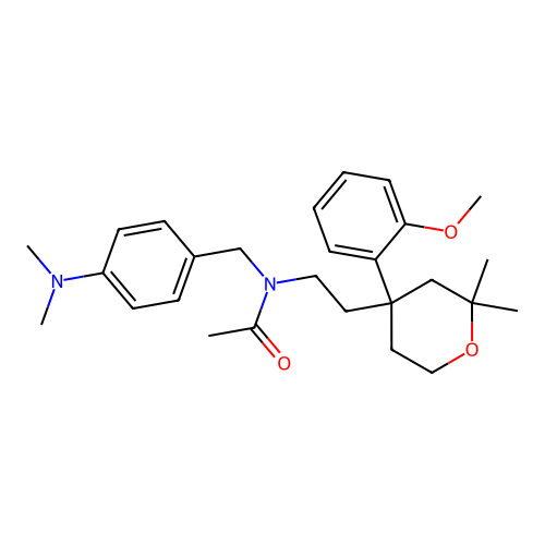 N-(4-(dimethylamino)benzyl)-N-(2-(4-(2-methoxyphenyl)-2,2-dimethyltetrahydro-2H-pyran-4-yl)ethyl)acetamide structure