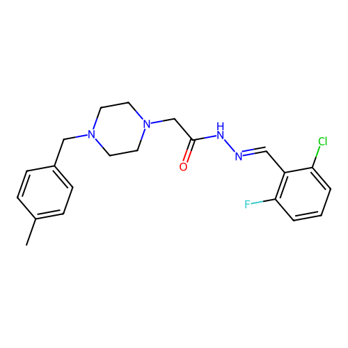 (E)-N'-(2-chloro-6-fluorobenzylidene)-2-(4-(4-methylbenzyl)piperazin-1-yl)acetohydrazide structure