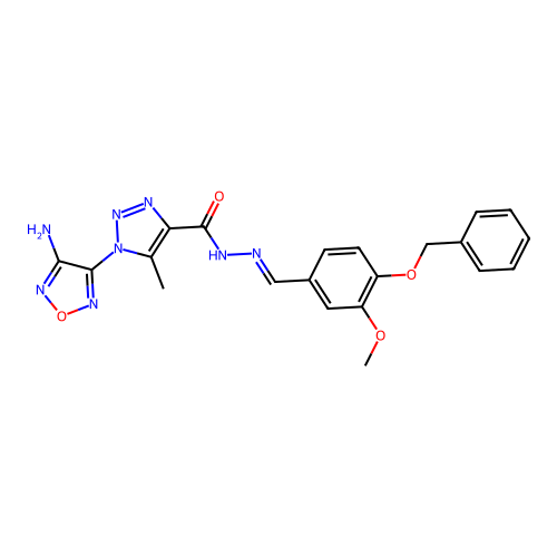 (E)-1-(4-amino-1,2,5-oxadiazol-3-yl)-N'-(4-(benzyloxy)-3-methoxybenzylidene)-5-methyl-1H-1,2,3-triazole-4-carbohydrazide structure