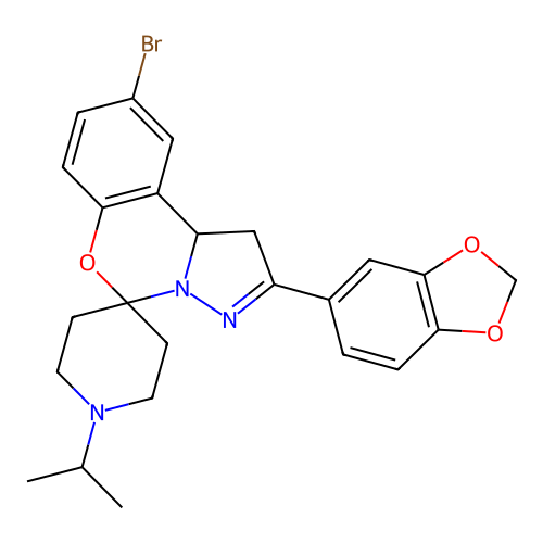 2'-(1,3-benzodioxol-5-yl)-9'-bromo-1-(propan-2-yl)-1',10b'-dihydrospiro[piperidine-4,5'-pyrazolo[1,5-c][1,3]benzoxazine] structure