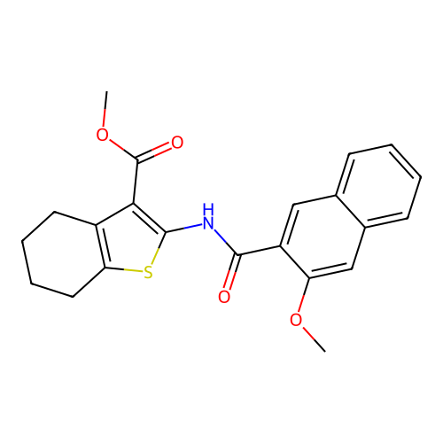 methyl 2-(3-methoxy-2-naphthamido)-4,5,6,7-tetrahydrobenzo[b]thiophene-3-carboxylate structure