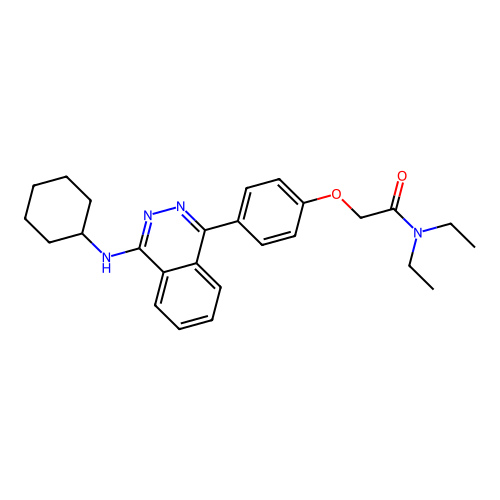2-{4-[4-(cyclohexylamino)phthalazin-1-yl]phenoxy}-N,N-diethylacetamide structure