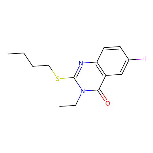 2-(butylsulfanyl)-3-ethyl-6-iodoquinazolin-4(3H)-one structure