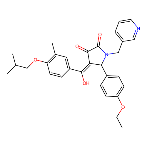 (4E)-5-(4-ethoxyphenyl)-4-[hydroxy-[3-methyl-4-(2-methylpropoxy)phenyl]methylidene]-1-(pyridin-3-ylmethyl)pyrrolidine-2,3-dione structure