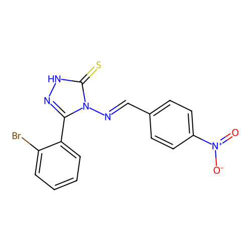 (E)-5-(2-bromophenyl)-4-((4-nitrobenzylidene)amino)-4H-1,2,4-triazole-3-thiol structure