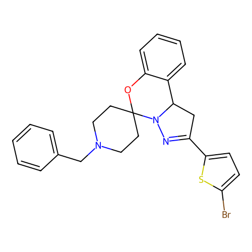 1'-benzyl-2-(5-bromothiophen-2-yl)-1,10b-dihydrospiro[benzo[e]pyrazolo[1,5-c][1,3]oxazine-5,4'-piperidine] structure