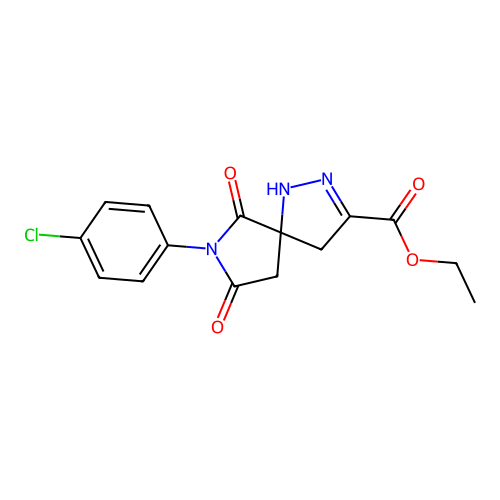 Ethyl 7-(4-chlorophenyl)-6,8-dioxo-1,2,7-triazaspiro[4.4]non-2-ene-3-carboxylate structure