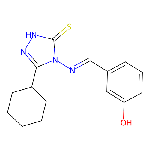 3-cyclohexyl-4-[(E)-(3-hydroxyphenyl)methylideneamino]-1H-1,2,4-triazole-5-thione structure