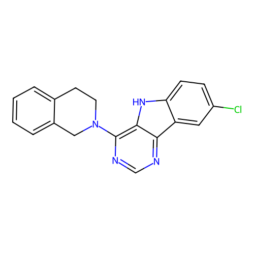 8-chloro-4-(3,4-dihydroisoquinolin-2(1H)-yl)-5H-pyrimido[5,4-b]indole structure