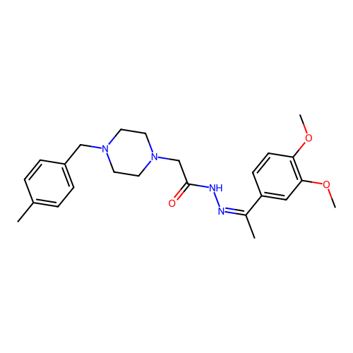 (Z)-N'-(1-(3,4-dimethoxyphenyl)ethylidene)-2-(4-(4-methylbenzyl)piperazin-1-yl)acetohydrazide structure