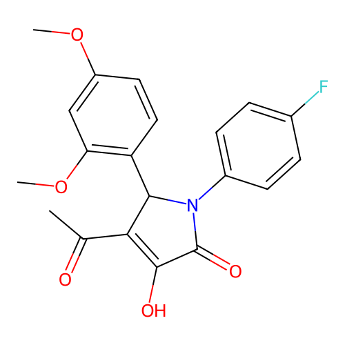 3-acetyl-2-(2,4-dimethoxyphenyl)-1-(4-fluorophenyl)-4-hydroxy-2H-pyrrol-5-one structure