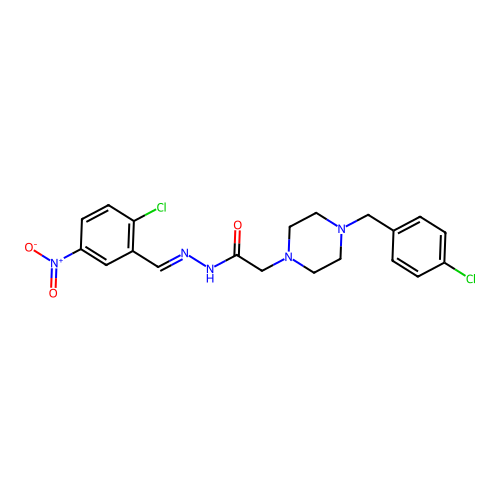 (E)-N'-(2-chloro-5-nitrobenzylidene)-2-(4-(4-chlorobenzyl)piperazin-1-yl)acetohydrazide structure
