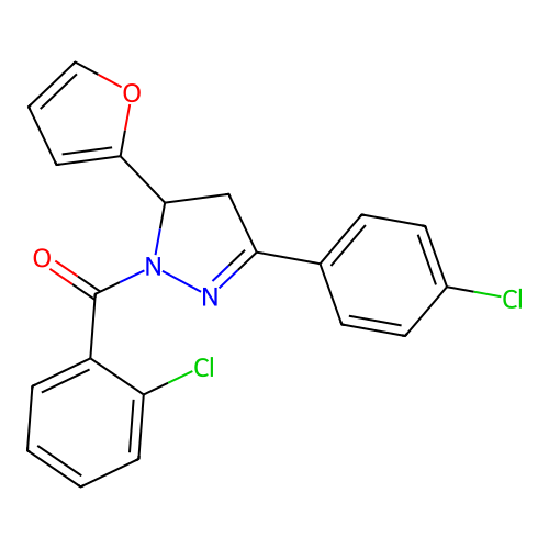 (2-chlorophenyl)(3-(4-chlorophenyl)-5-(furan-2-yl)-4,5-dihydro-1H-pyrazol-1-yl)methanone structure