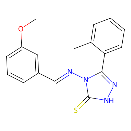 (E)-4-((3-methoxybenzylidene)amino)-5-(o-tolyl)-4H-1,2,4-triazole-3-thiol structure