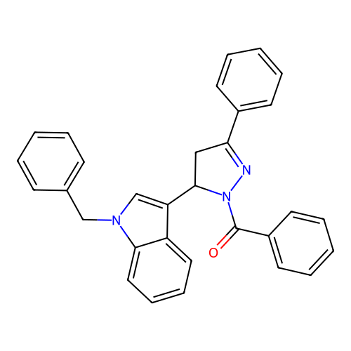 [3-(1-benzylindol-3-yl)-5-phenyl-3,4-dihydropyrazol-2-yl]-phenylmethanone structure