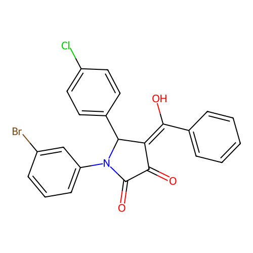 (4E)-1-(3-bromophenyl)-5-(4-chlorophenyl)-4-[hydroxy(phenyl)methylidene]pyrrolidine-2,3-dione structure