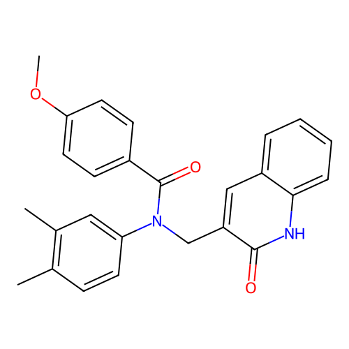 N-(3,4-dimethylphenyl)-N-((2-hydroxyquinolin-3-yl)methyl)-4-methoxybenzamide structure
