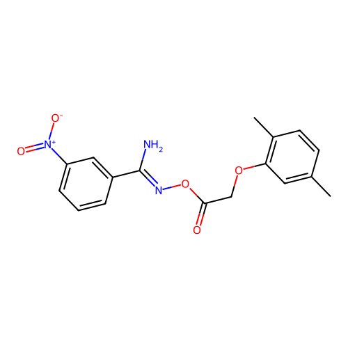 N'-{[(2,5-dimethylphenoxy)acetyl]oxy}-3-nitrobenzenecarboximidamide structure