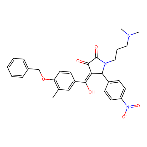 (4E)-1-[3-(dimethylamino)propyl]-4-[hydroxy-(3-methyl-4-phenylmethoxyphenyl)methylidene]-5-(4-nitrophenyl)pyrrolidine-2,3-dione structure