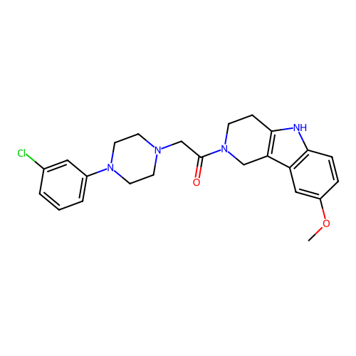 2-(4-(3-chlorophenyl)piperazin-1-yl)-1-(8-methoxy-3,4-dihydro-1H-pyrido[4,3-b]indol-2(5H)-yl)ethanone structure