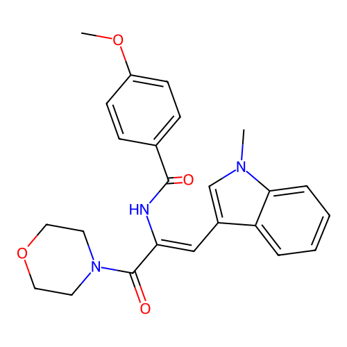 (Z)-4-methoxy-N-(1-(1-methyl-1H-indol-3-yl)-3-morpholino-3-oxoprop-1-en-2-yl)benzamide structure