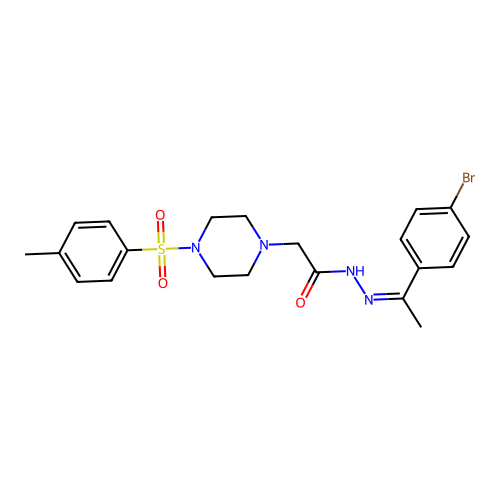 N'-[(1Z)-1-(4-bromophenyl)ethylidene]-2-{4-[(4-methylphenyl)sulfonyl]piperazin-1-yl}acetohydrazide structure
