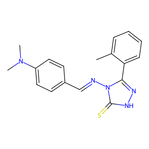 (E)-4-((4-(dimethylamino)benzylidene)amino)-5-(o-tolyl)-4H-1,2,4-triazole-3-thiol structure