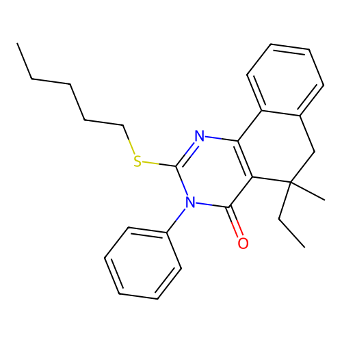 5-ethyl-5-methyl-2-pentylsulfanyl-3-phenyl-6H-benzo[h]quinazolin-4-one structure